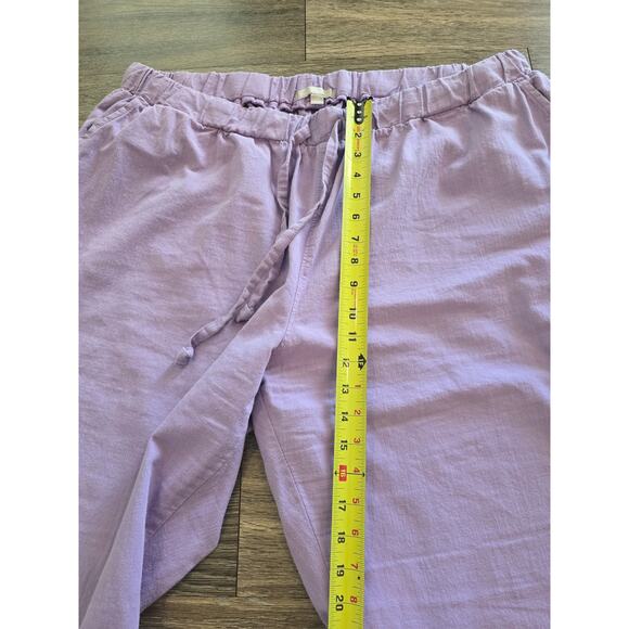 Woman Within Lavender Cotton Pants 24W Wide Leg Cropped Plus Size Comfy Chic - Picture 6 of 9